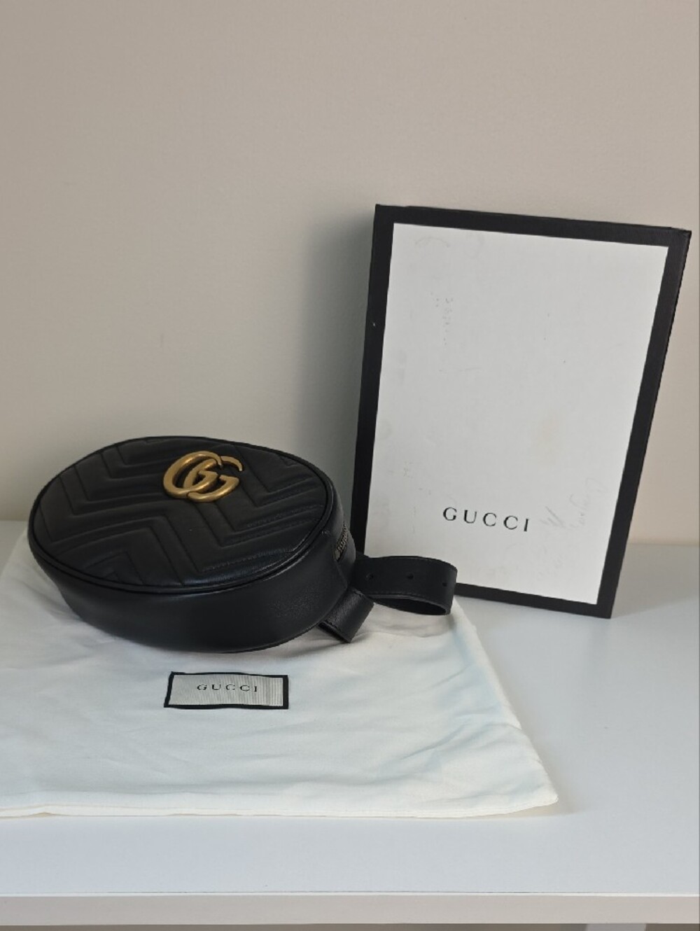 Gucci Marmont Quilted Leather Oval Belt Bag with Gold GG. 491294. NWT - Picture 14 of 15